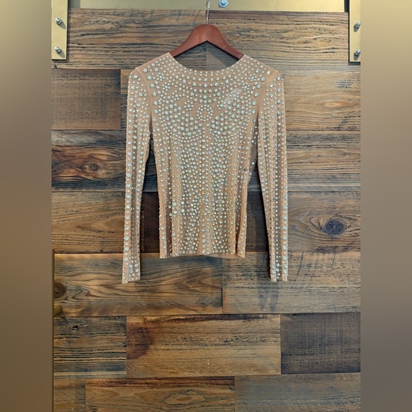 English Factory Cream Embellished Fitted Long Sleeve Top NEW - Picture 2 of 5